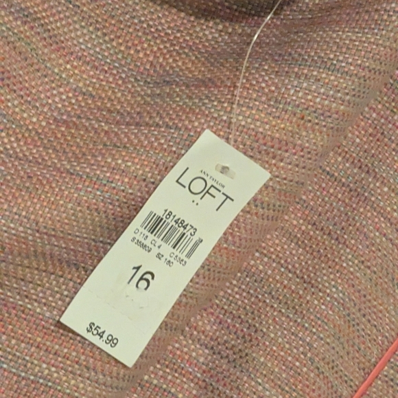 NWT LOFT Multi Pink Side Piped Pockets Skirt Tweed Size 16 - Picture 3 of 3